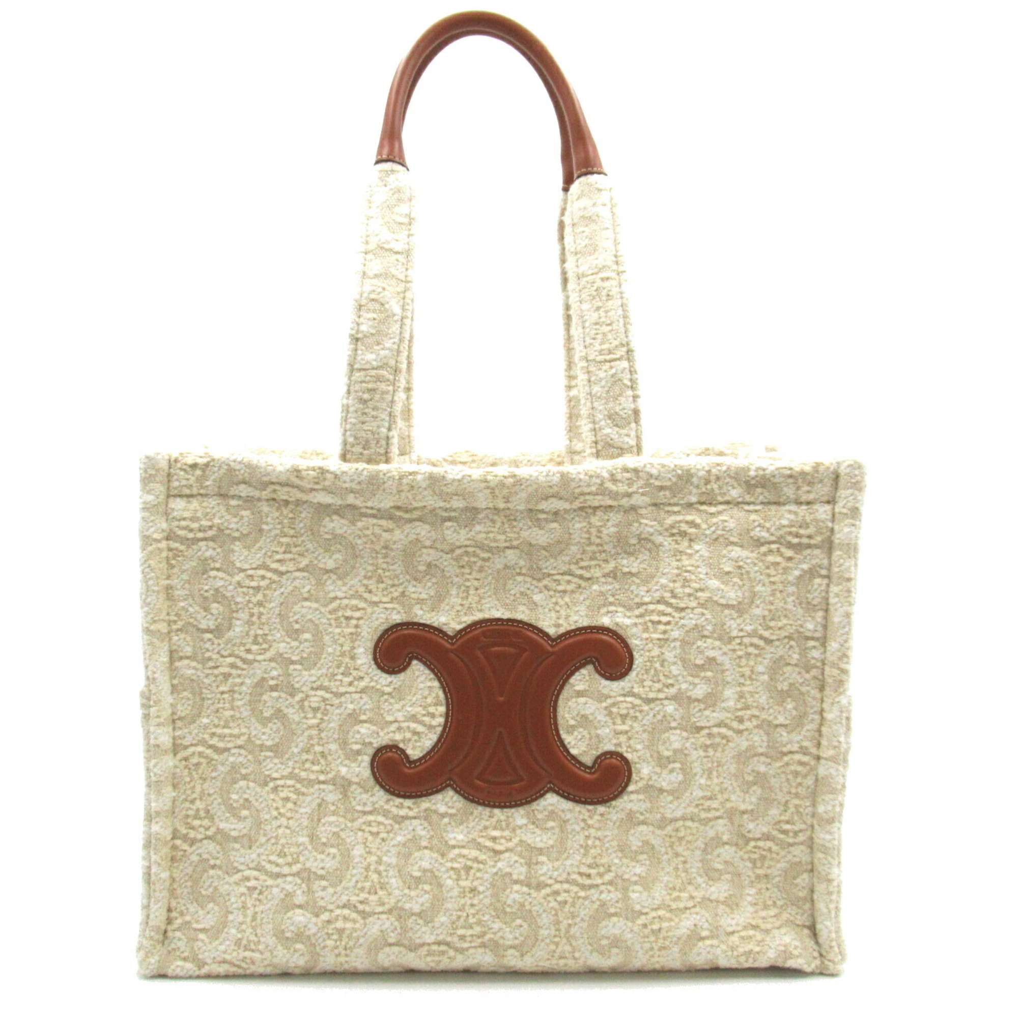 CELINE Large Cabas Tais Bag Wool Men's Women's Ivory 196762FL102NT