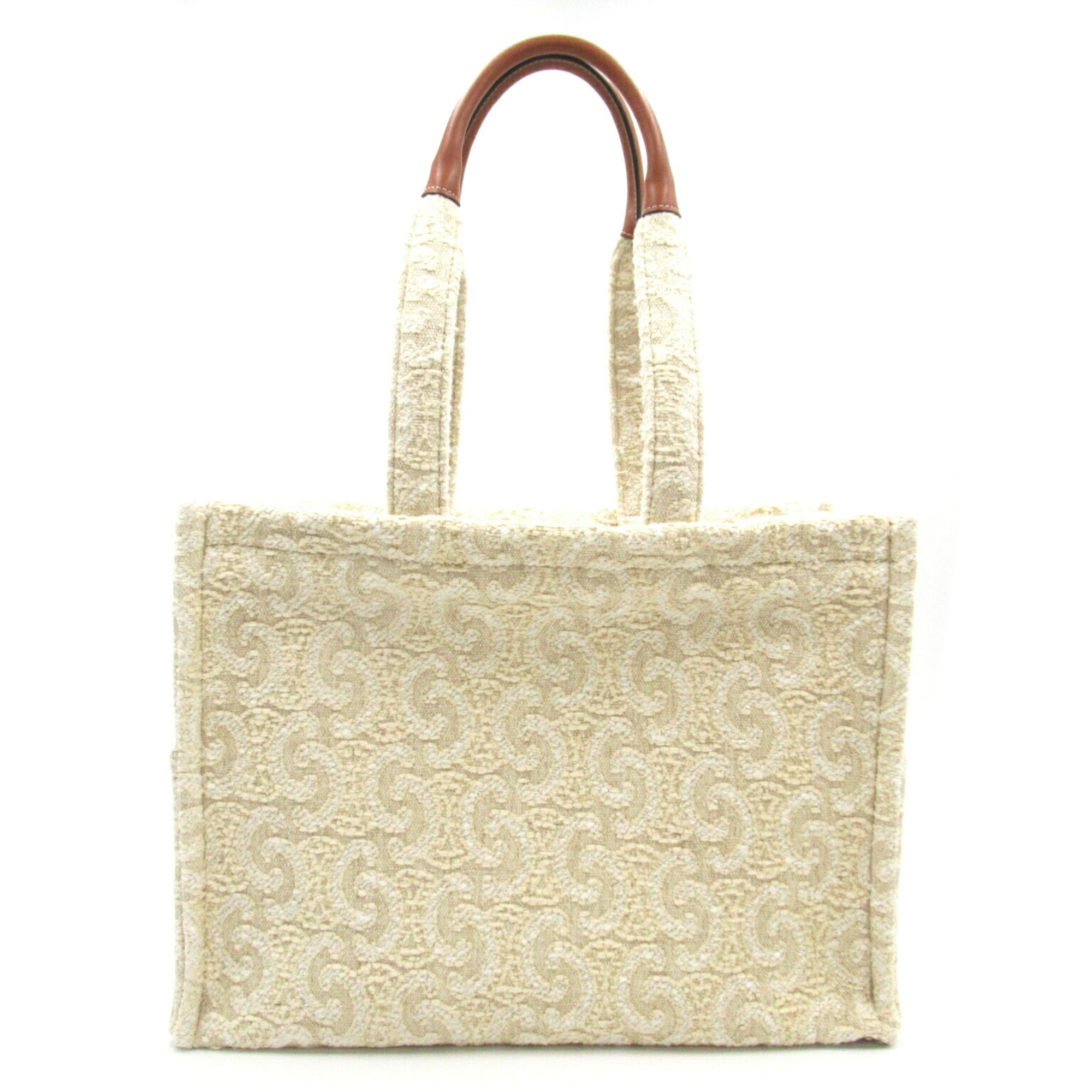 CELINE Large Cabas Tais Bag Wool Men's Women's Ivory 196762FL102NT