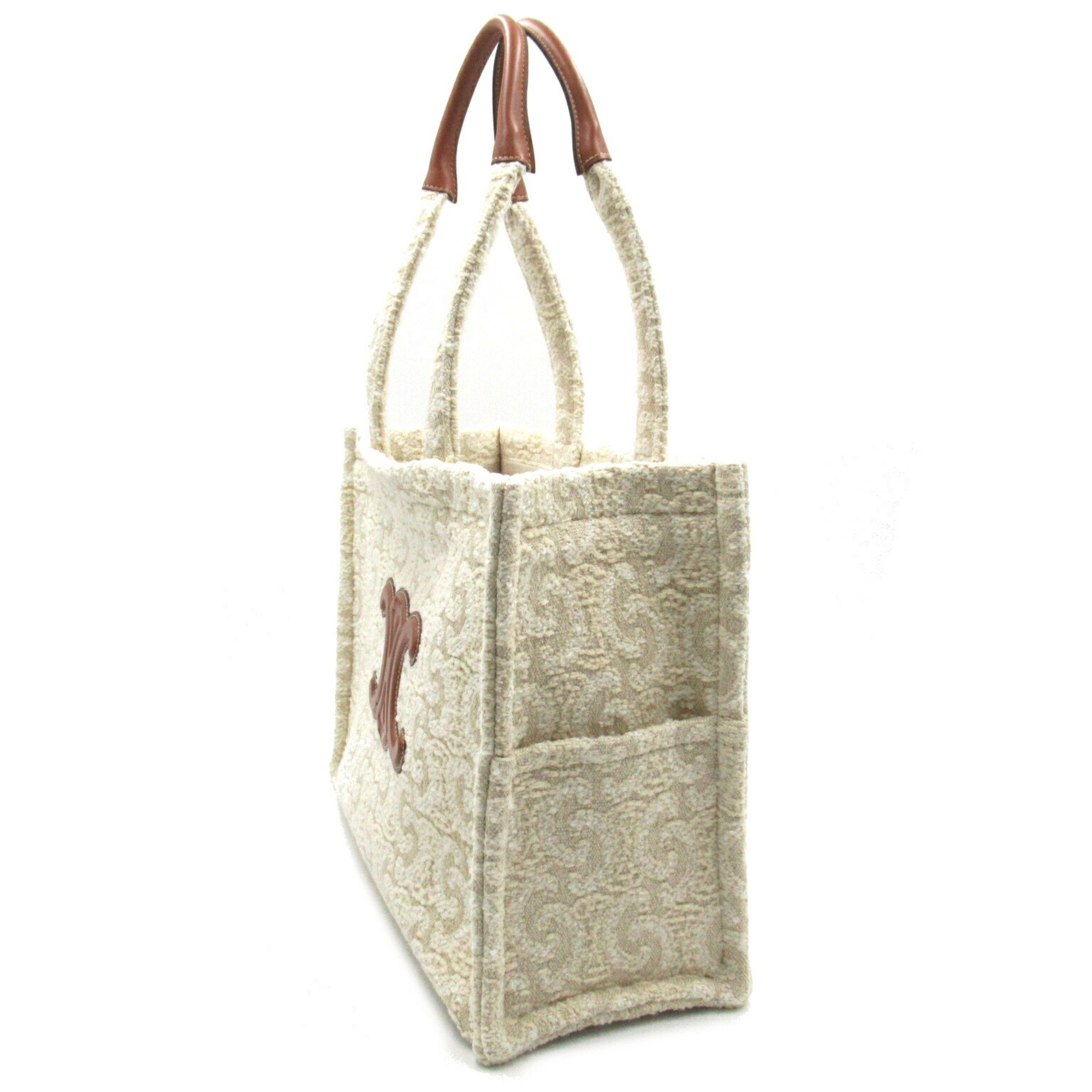 CELINE Large Cabas Tais Bag Wool Men's Women's Ivory 196762FL102NT