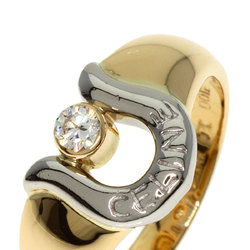 CELINE Diamond Ring, 18K Yellow Gold, PT900, Women's