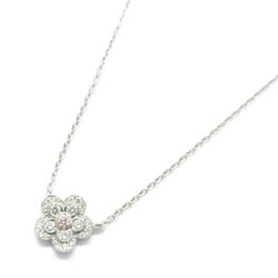 Tiffany & Co. Garden Flower Pink Diamond Necklace, Pt950 Platinum, K18WG (White Gold), Diamond, Women's, Pink, Clear