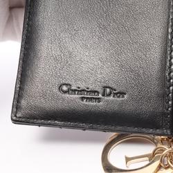 Christian Dior Dior Lady Cannage Bi-fold Wallet Patent Leather Women's Black 25-MA-0158