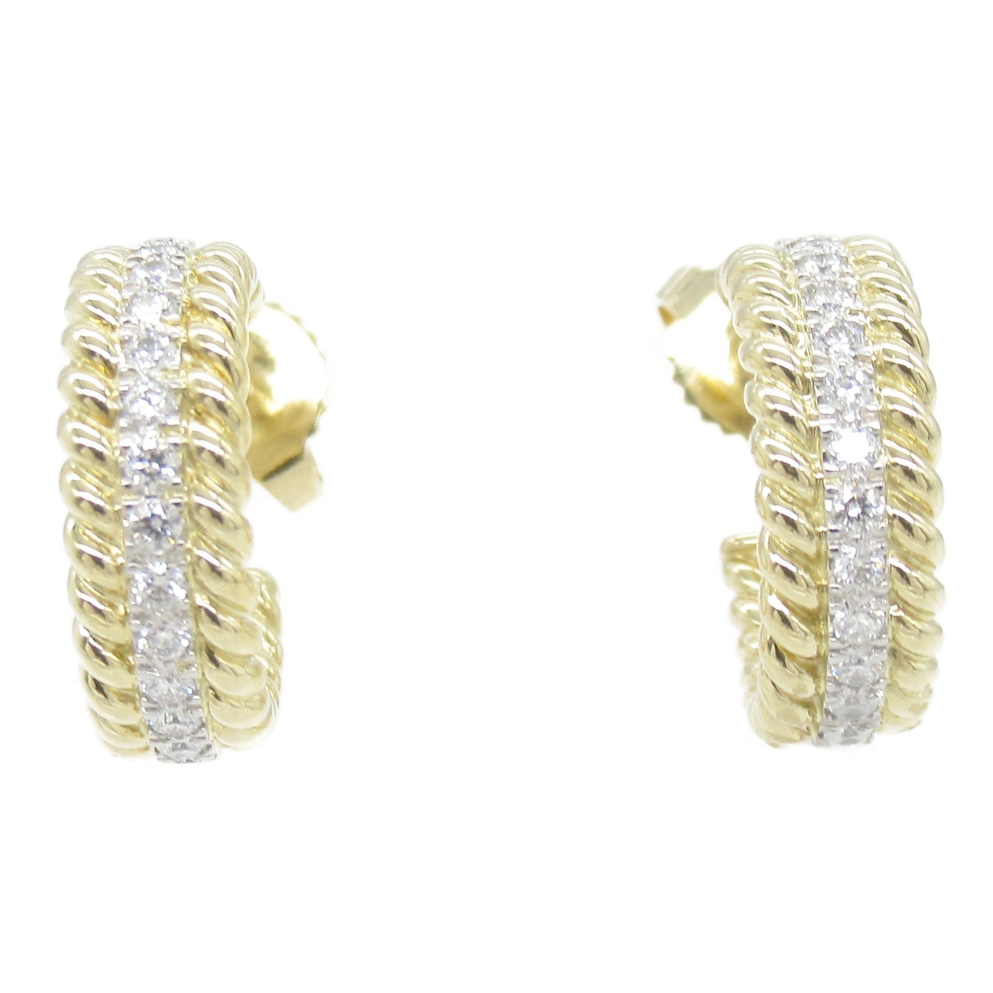 Tiffany & Co. Jean Schlumberger Diamond Earrings, K18 (yellow gold), Pt950 platinum, diamond, ladies, clear