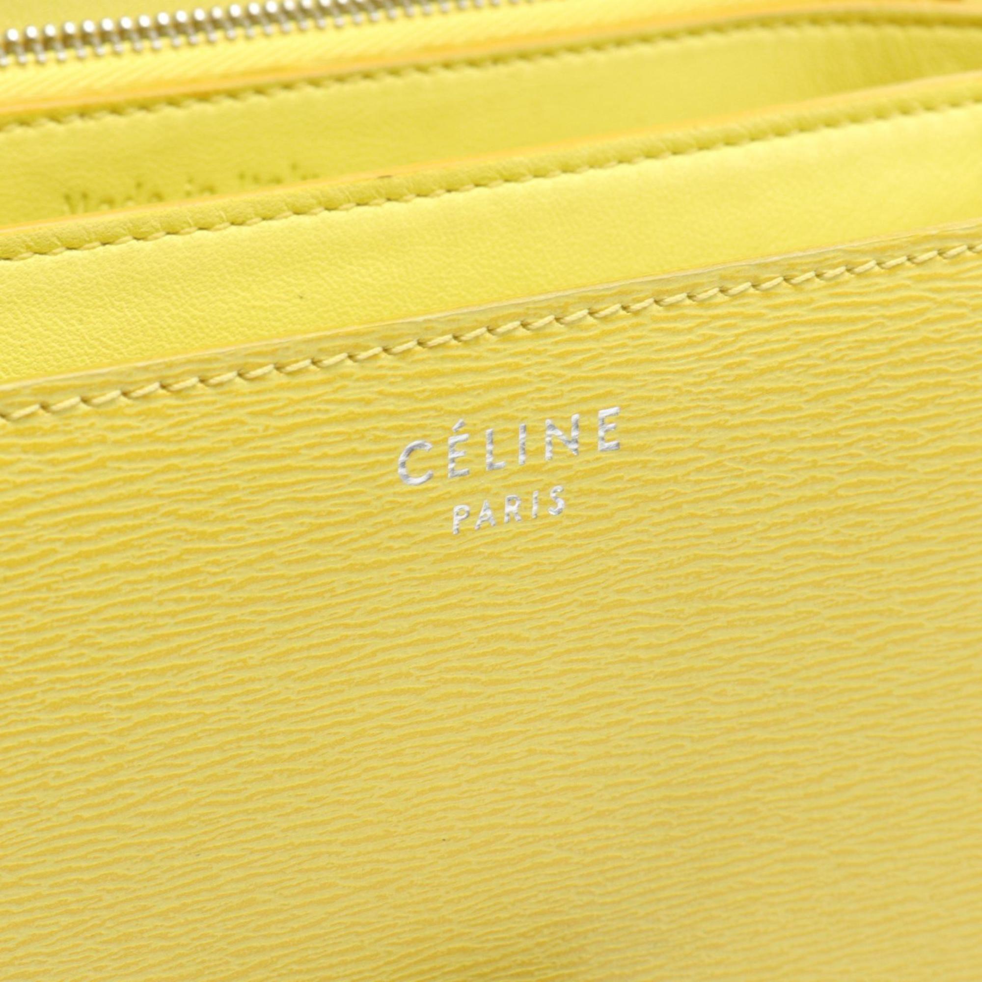 CELINE Classic Box Shoulder Bag Leather Women's Yellow