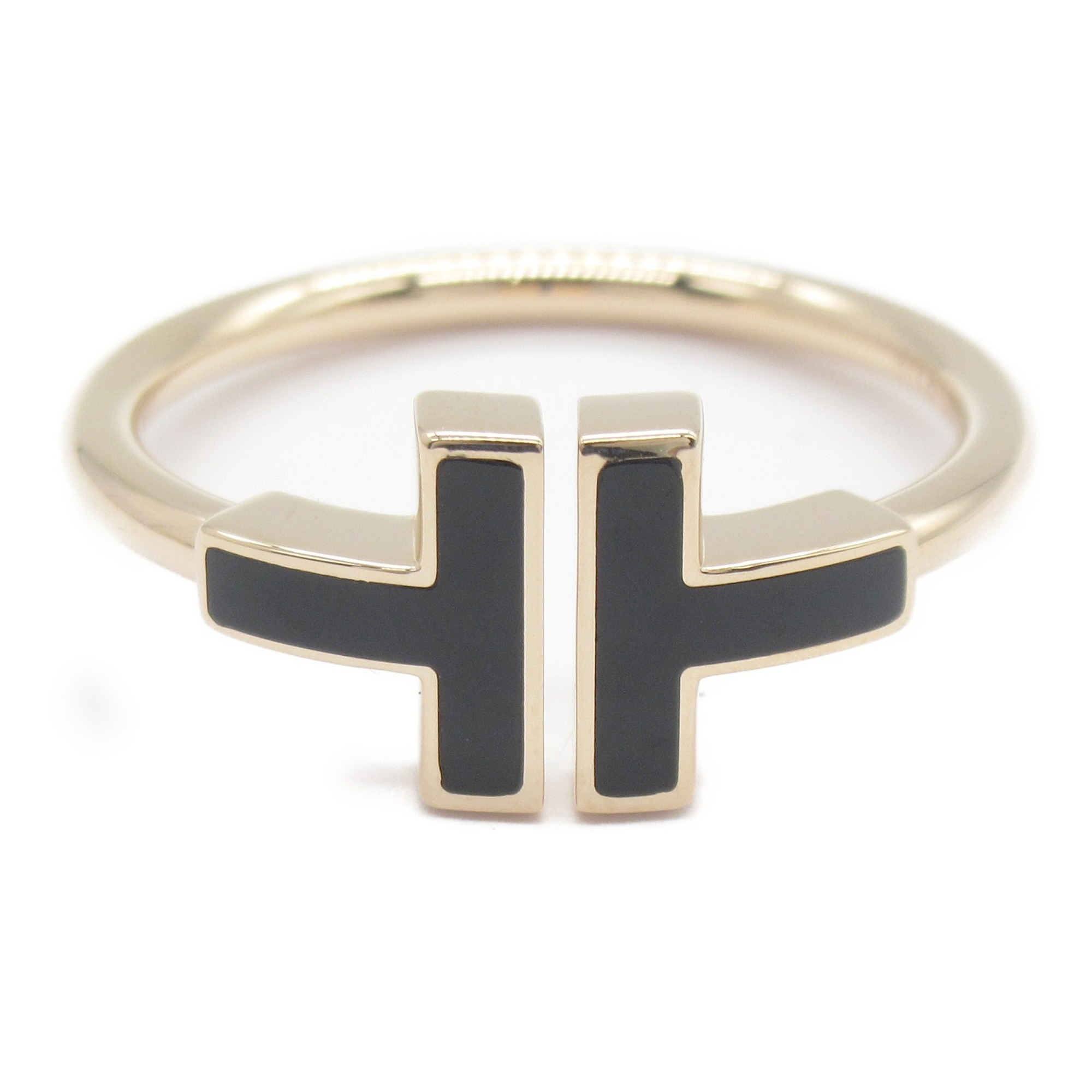 Tiffany & Co. T-Wire Black Onyx Ring, K18PG (pink gold), Onyx, Women's, Black, 64027484