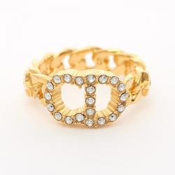 Christian Dior Dior CD Ring GP (Gold Plated) Rhinestone Women's Gold Clear