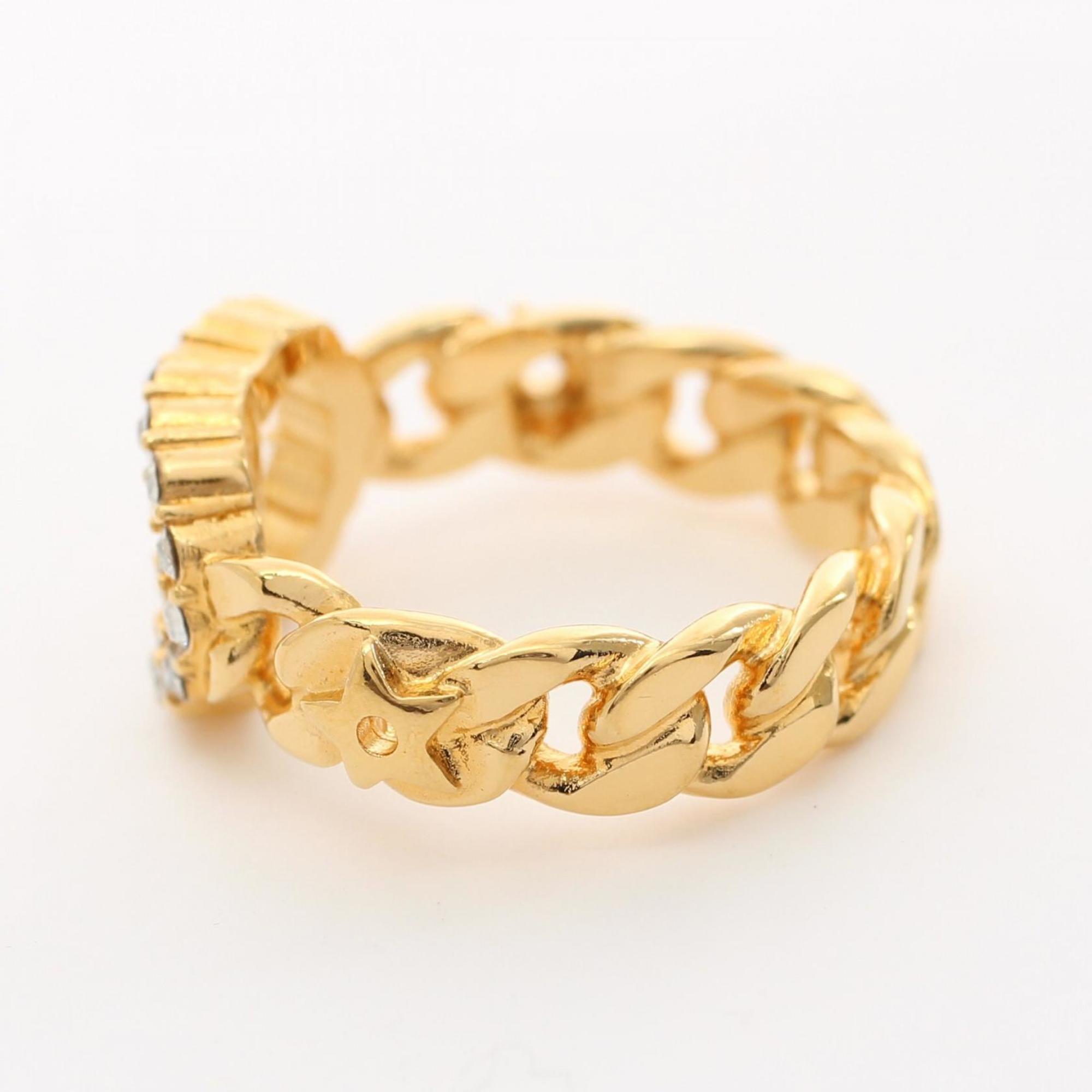 Christian Dior Dior CD Ring GP (Gold Plated) Rhinestone Women's Gold Clear