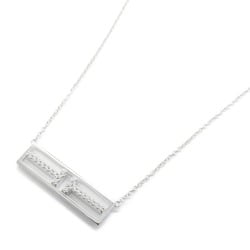 Tiffany & Co. Horizontal Bar Necklace, K18WG (White Gold), Diamond, Women's, Clear