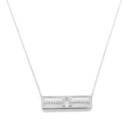 Tiffany & Co. Horizontal Bar Necklace, K18WG (White Gold), Diamond, Women's, Clear