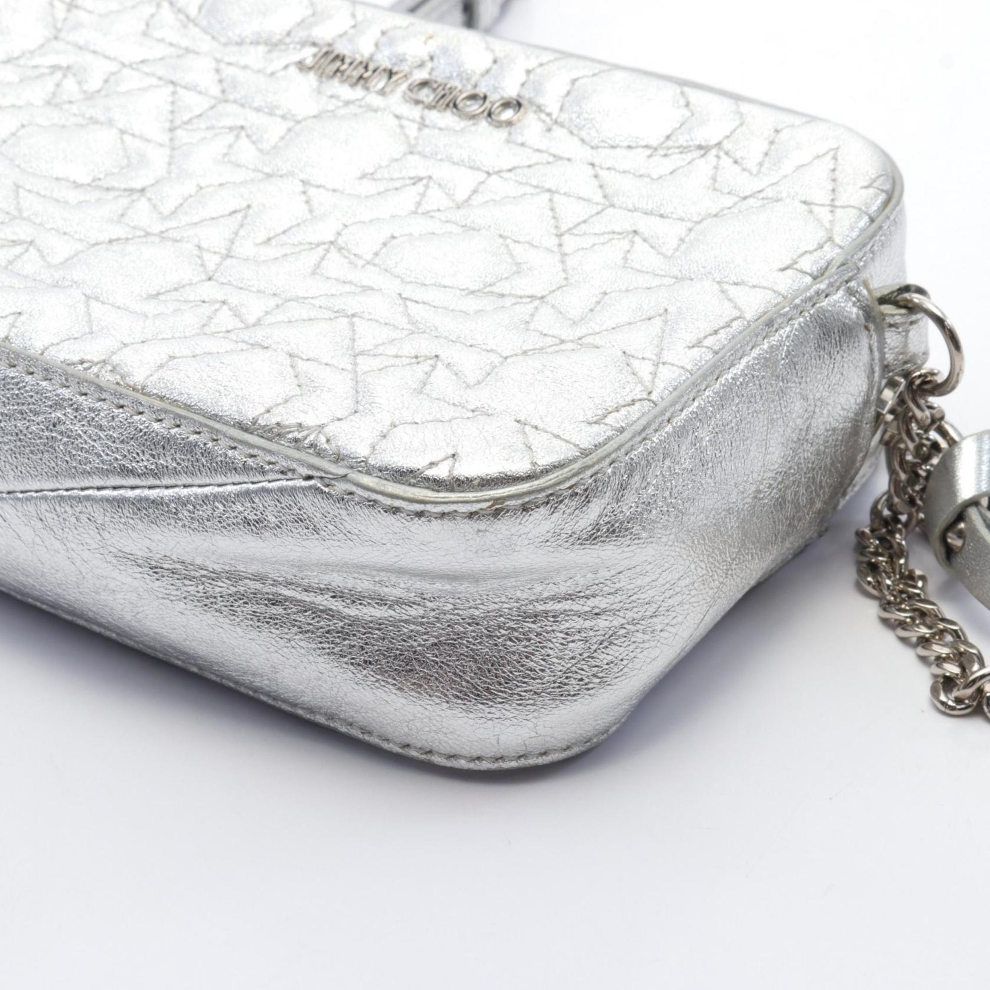 JIMMY CHOO Haya Shoulder Bag, Leather, Women's, Silver