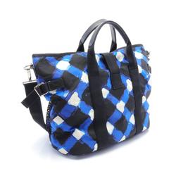 CHANEL Airline Tote Bag Nylon Leather Women's Blue Black White