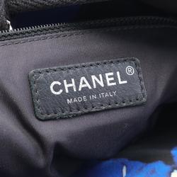 CHANEL Airline Tote Bag Nylon Leather Women's Blue Black White