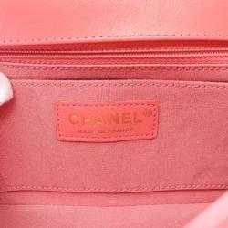 CHANEL Chevron V-stitch shoulder bag, leather, women's, pink