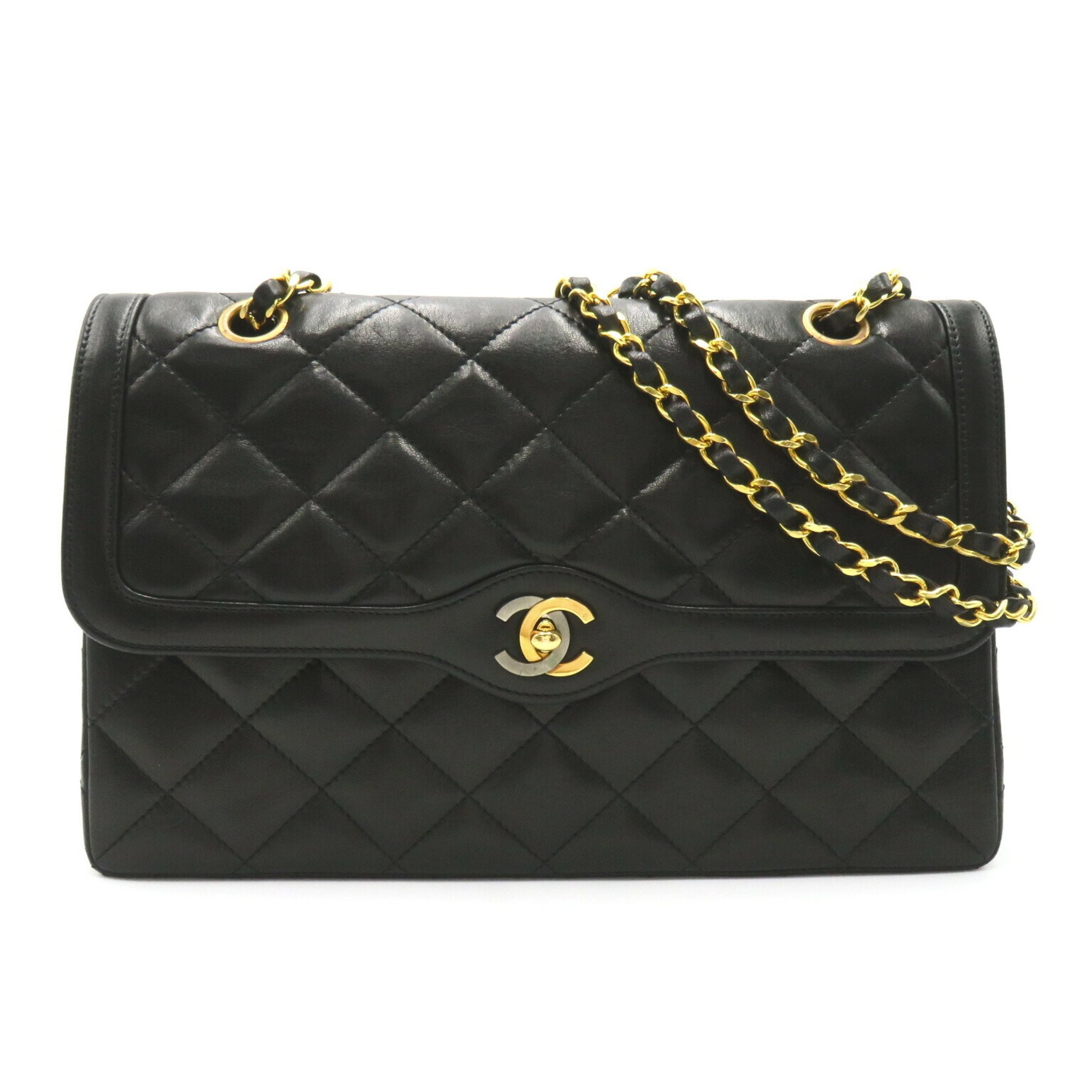 CHANEL Paris Limited Edition Matelasse Chain Shoulder Bag, Lambskin (Sheepskin), Women's, Black