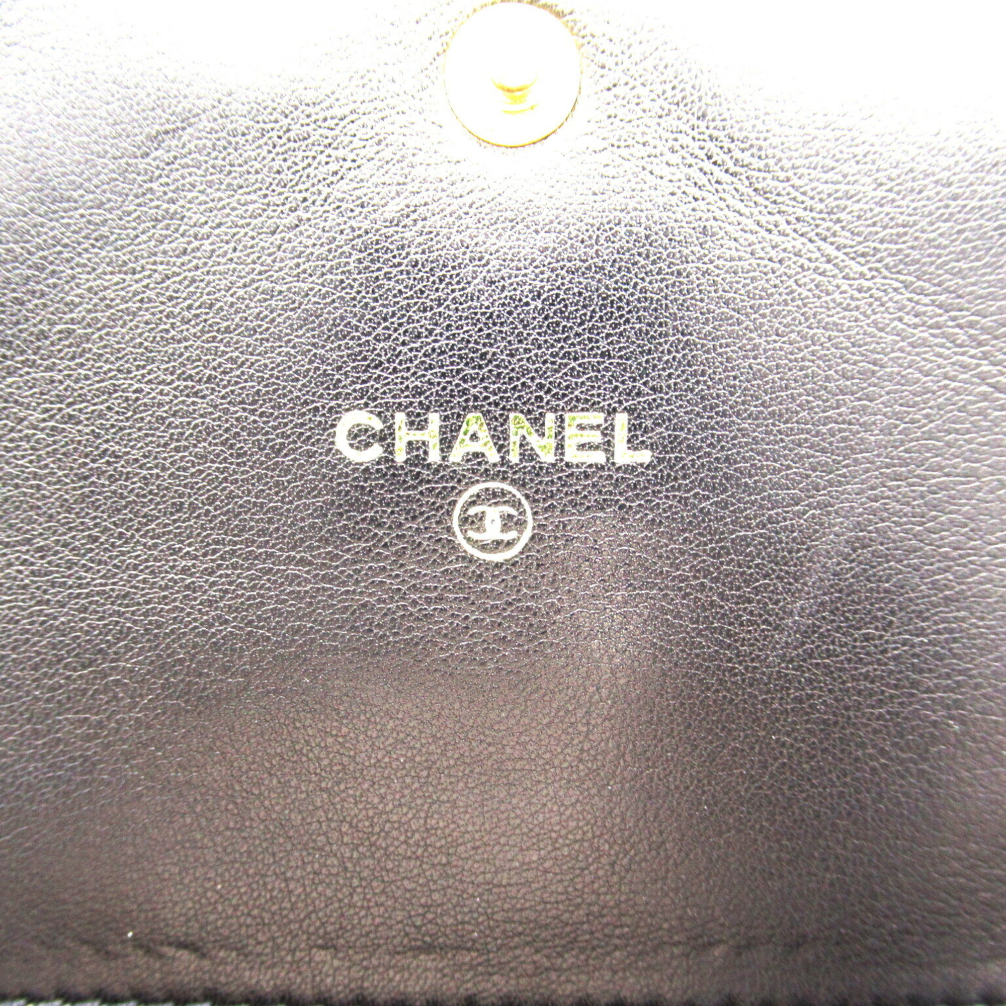 CHANEL ZIP Long Wallet Bi-fold Caviar Skin (Grained Calf) Men's Women's Black