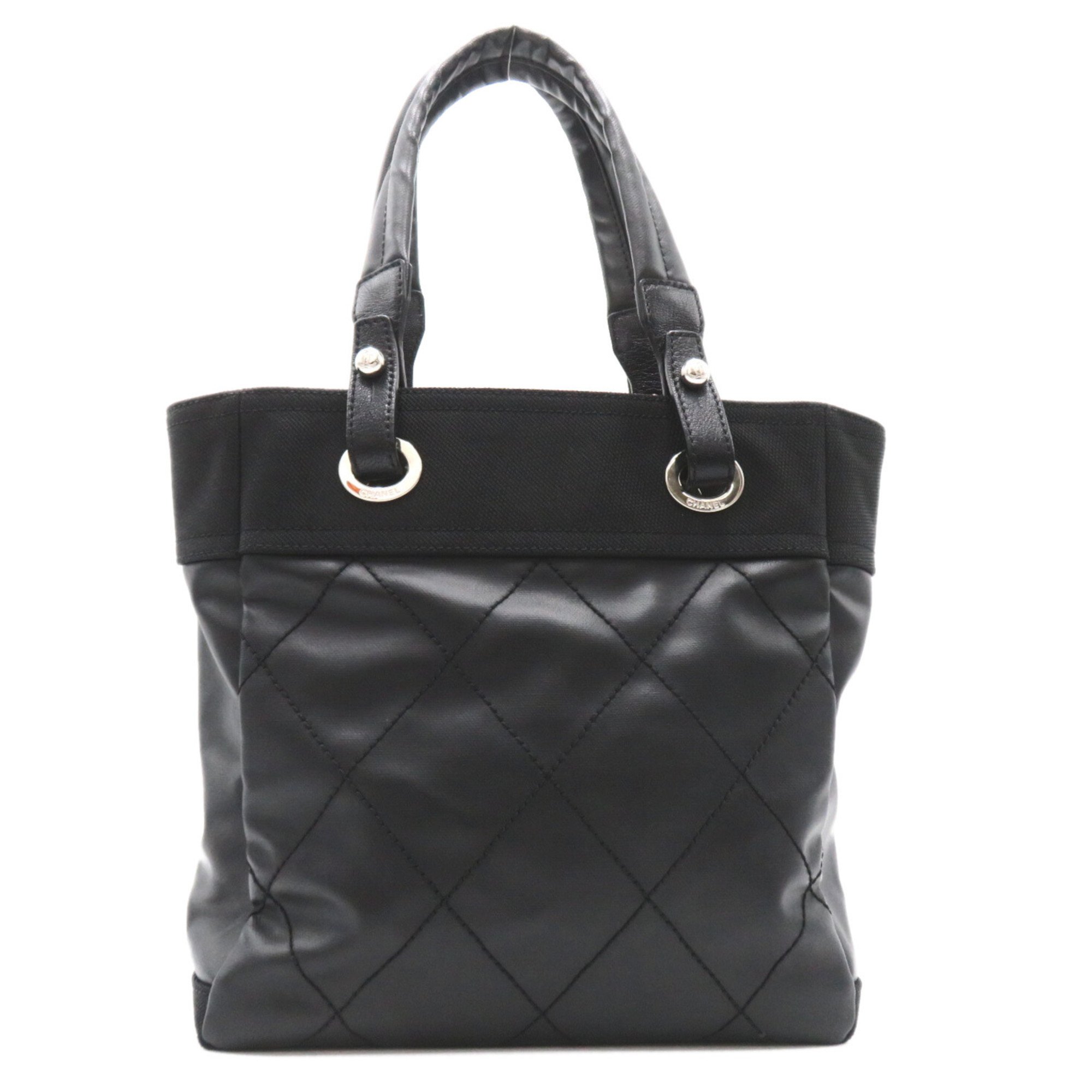 CHANEL Pavillionaire Tote PM Bag, Coated Canvas, Women's, Black, A34208