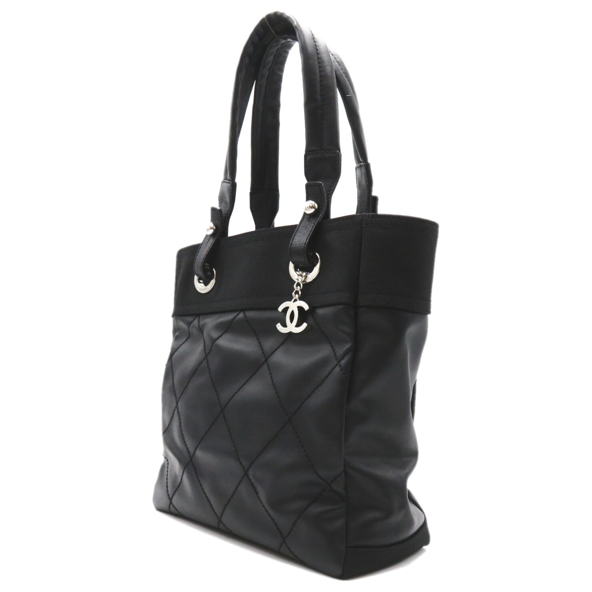 CHANEL Pavillionaire Tote PM Bag, Coated Canvas, Women's, Black, A34208