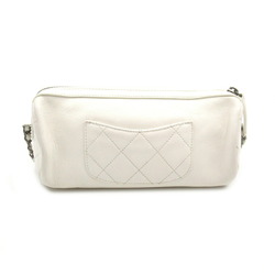 CHANEL Chain Shoulder Bag Leather Women's White AS1779