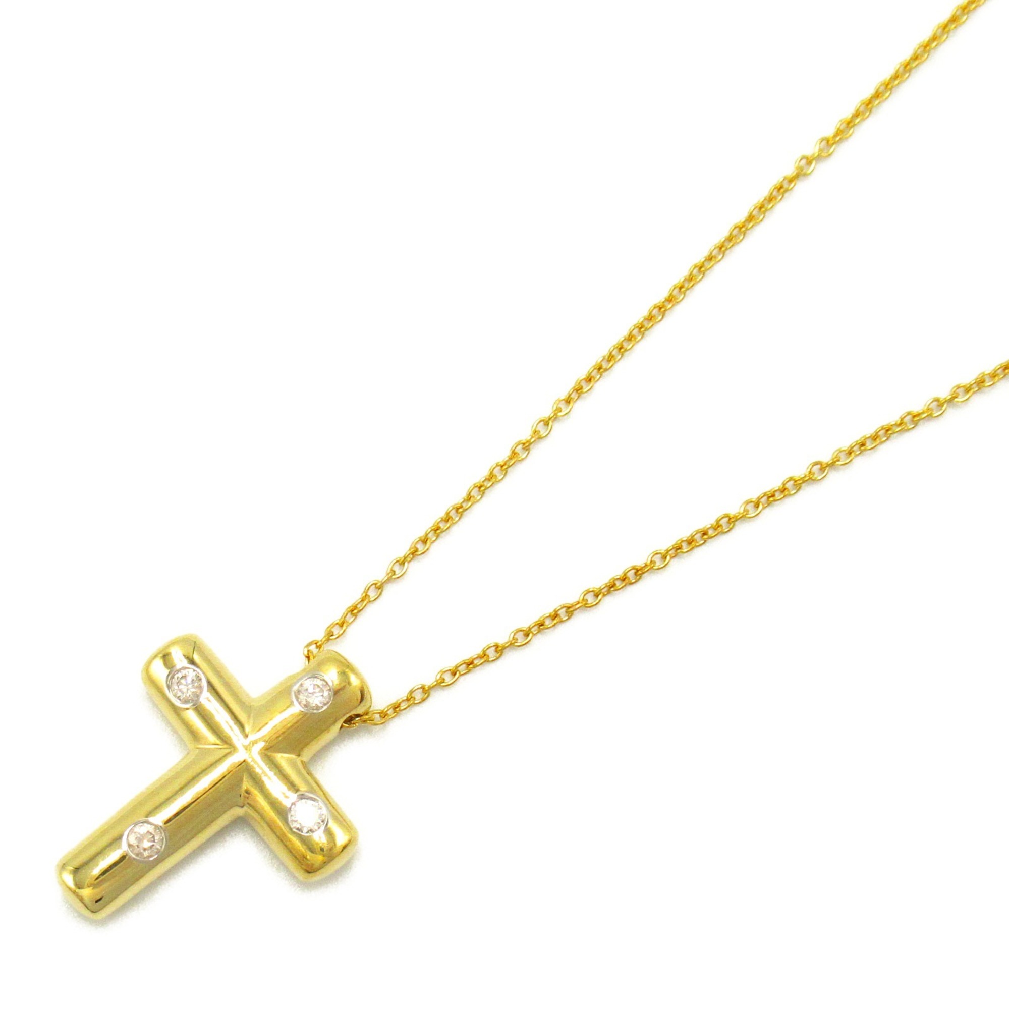 Tiffany & Co. Dots Cross Necklace, K18 (yellow gold), diamond, ladies, clear