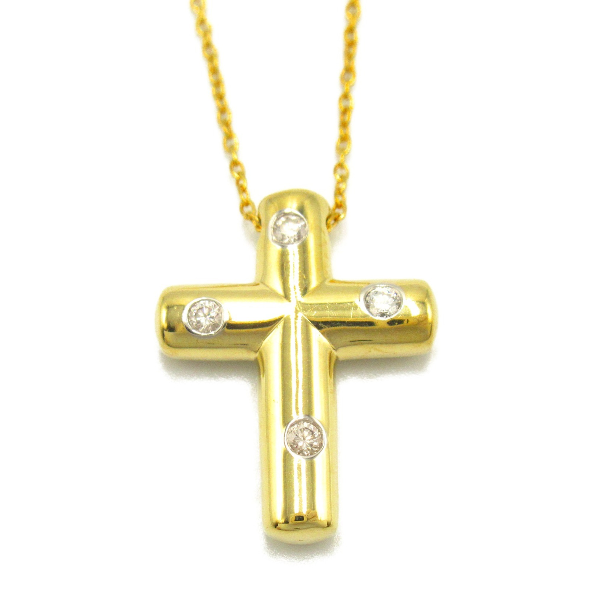 Tiffany & Co. Dots Cross Necklace, K18 (yellow gold), diamond, ladies, clear