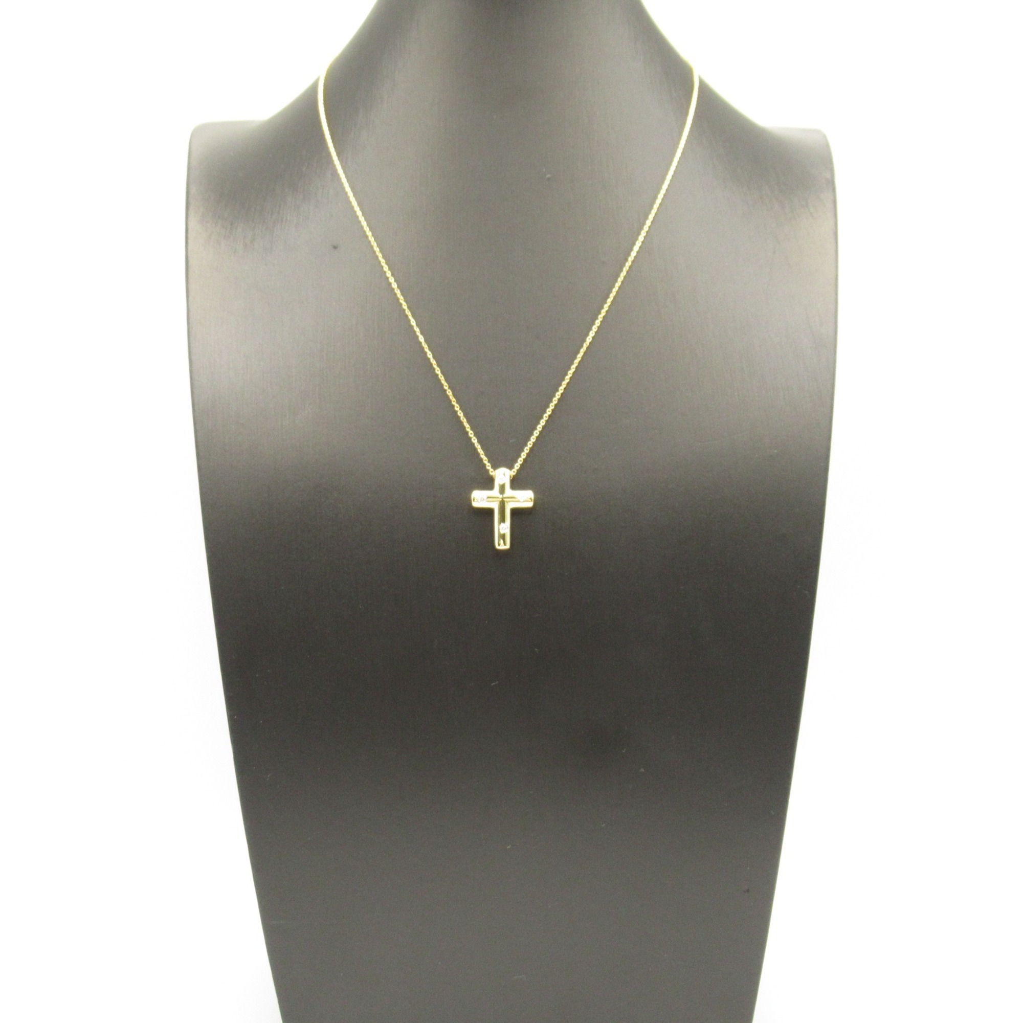 Tiffany & Co. Dots Cross Necklace, K18 (yellow gold), diamond, ladies, clear