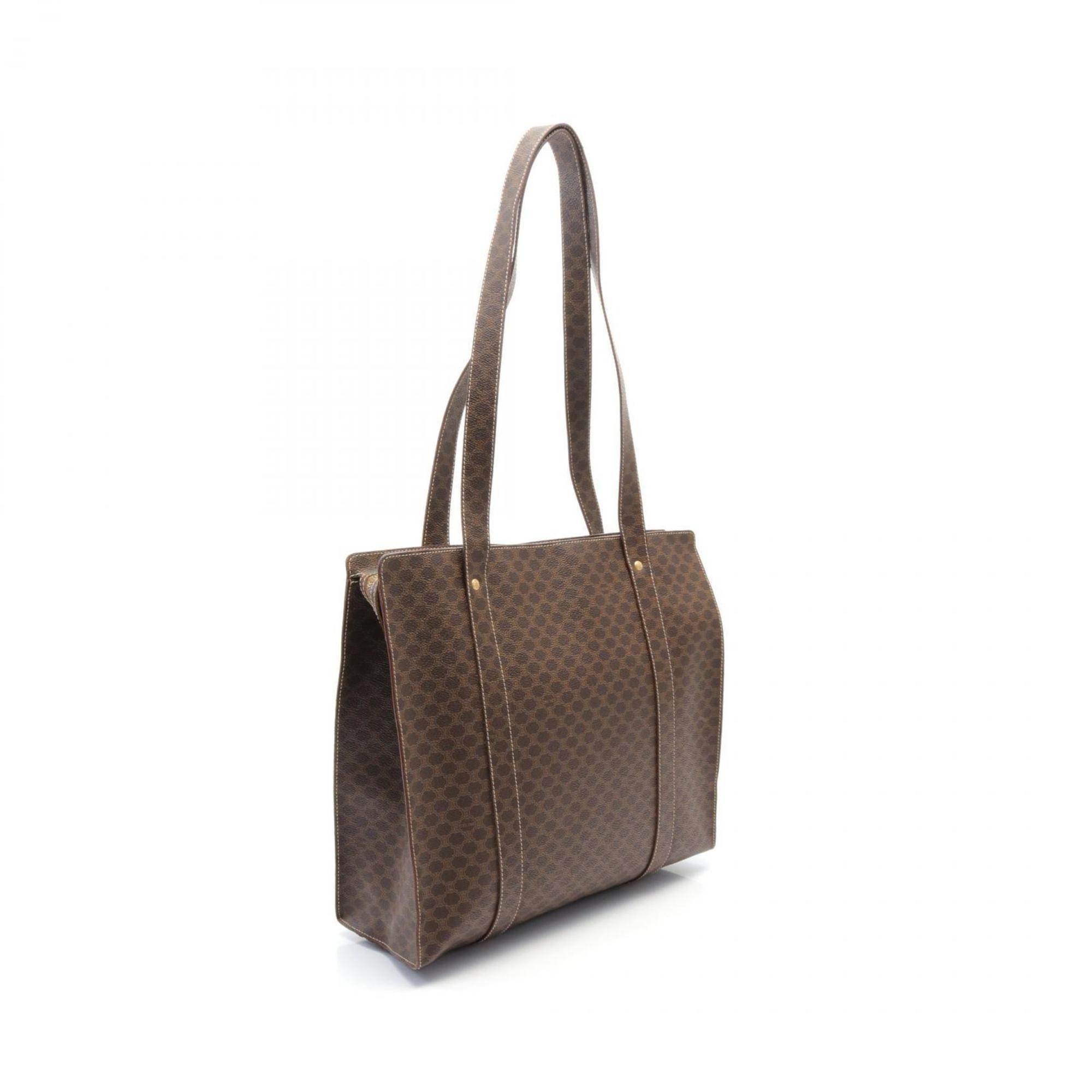 CELINE Macadam Tote Bag, Coated Canvas, Women's, Brown