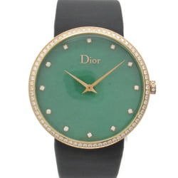 Dior LA D DE DIOR Watch K18PG (pink gold) Satin belt, diamonds Men's Green CD043171