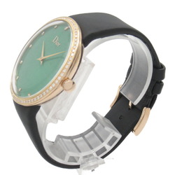 Dior LA D DE DIOR Watch K18PG (pink gold) Satin belt, diamonds Men's Green CD043171