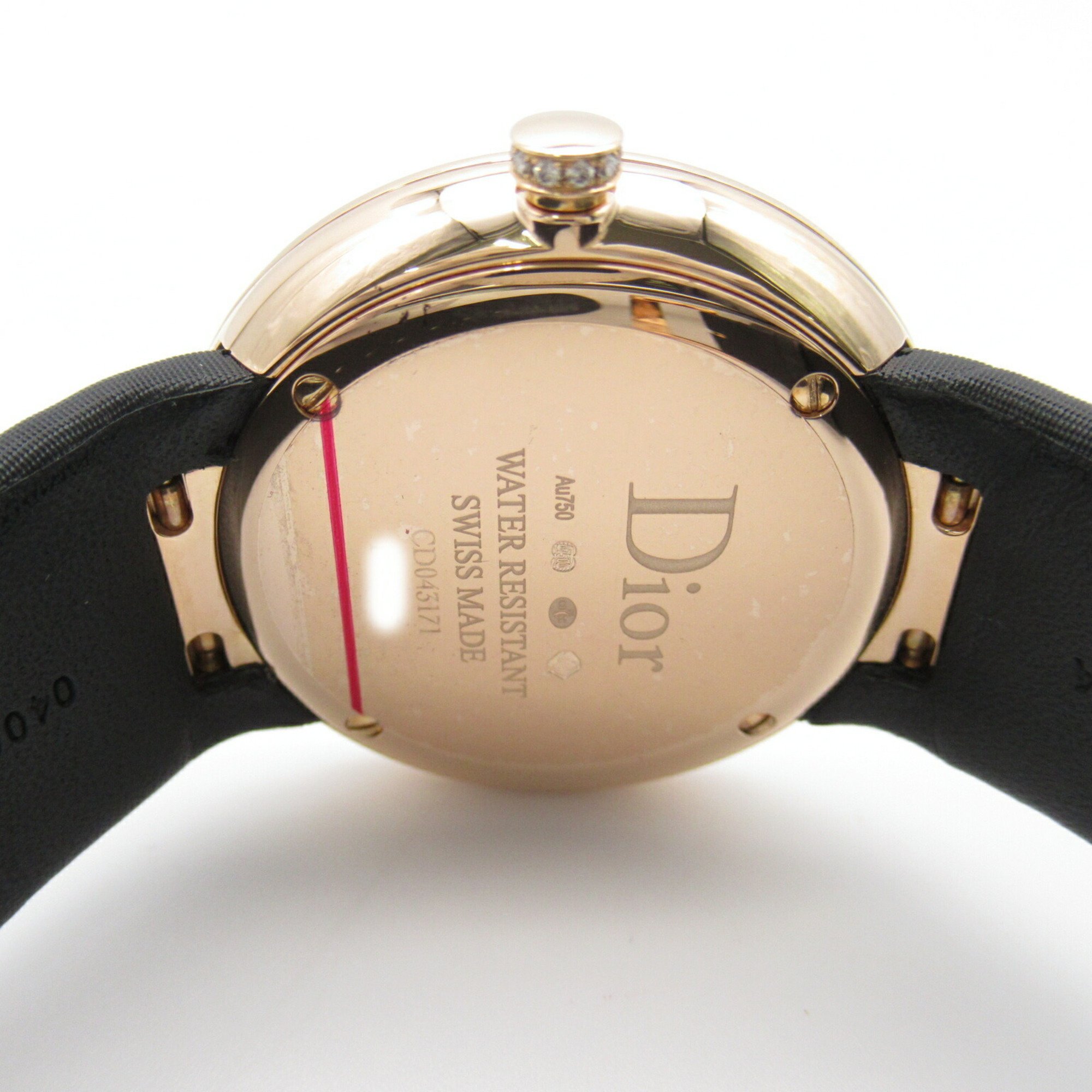 Dior LA D DE DIOR Watch K18PG (pink gold) Satin belt, diamonds Men's Green CD043171