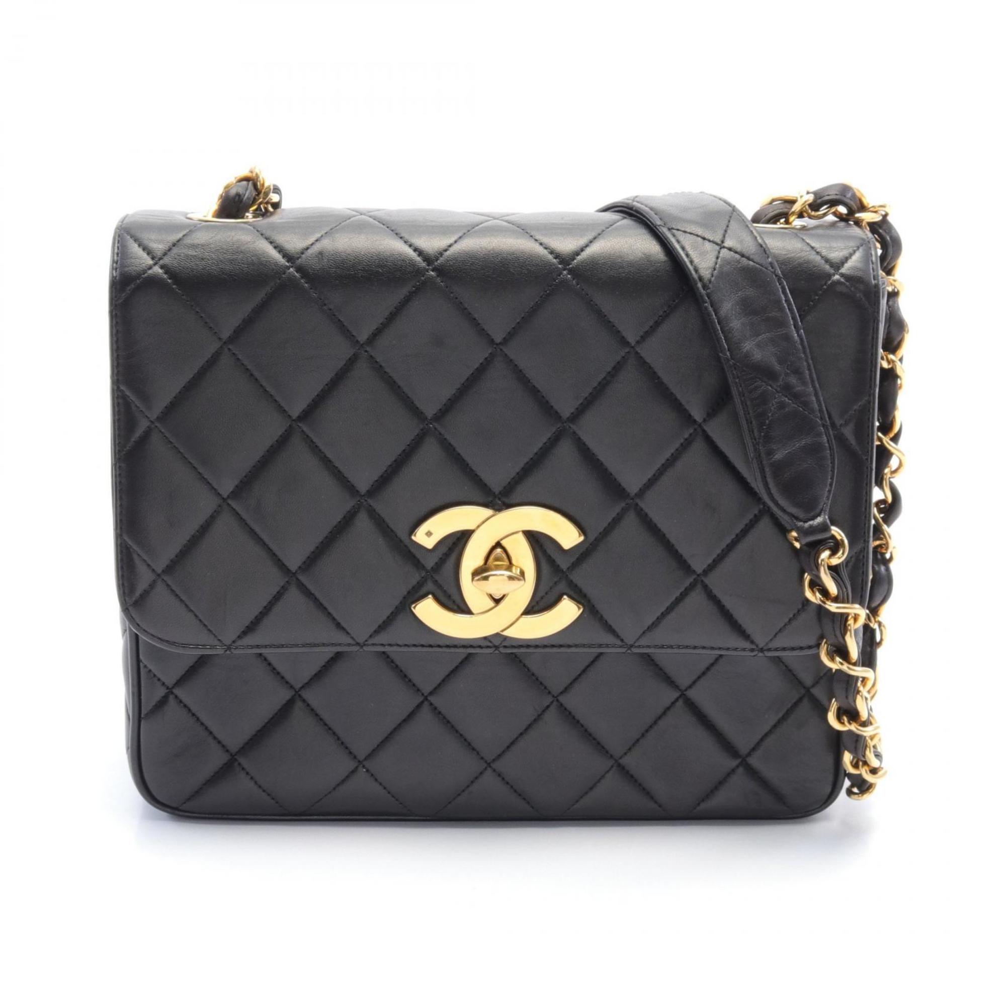 CHANEL Matelasse Shoulder Bag, Lambskin, Women's, Black