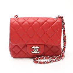 CHANEL Matelasse Shoulder Bag, Lambskin, Women's, Red