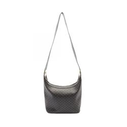 CELINE Macadam Shoulder Bag, Coated Canvas, Leather, Women's, Black