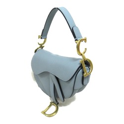 Christian Dior Dior Saddle Bag Shoulder Leather Women's Blue Sky