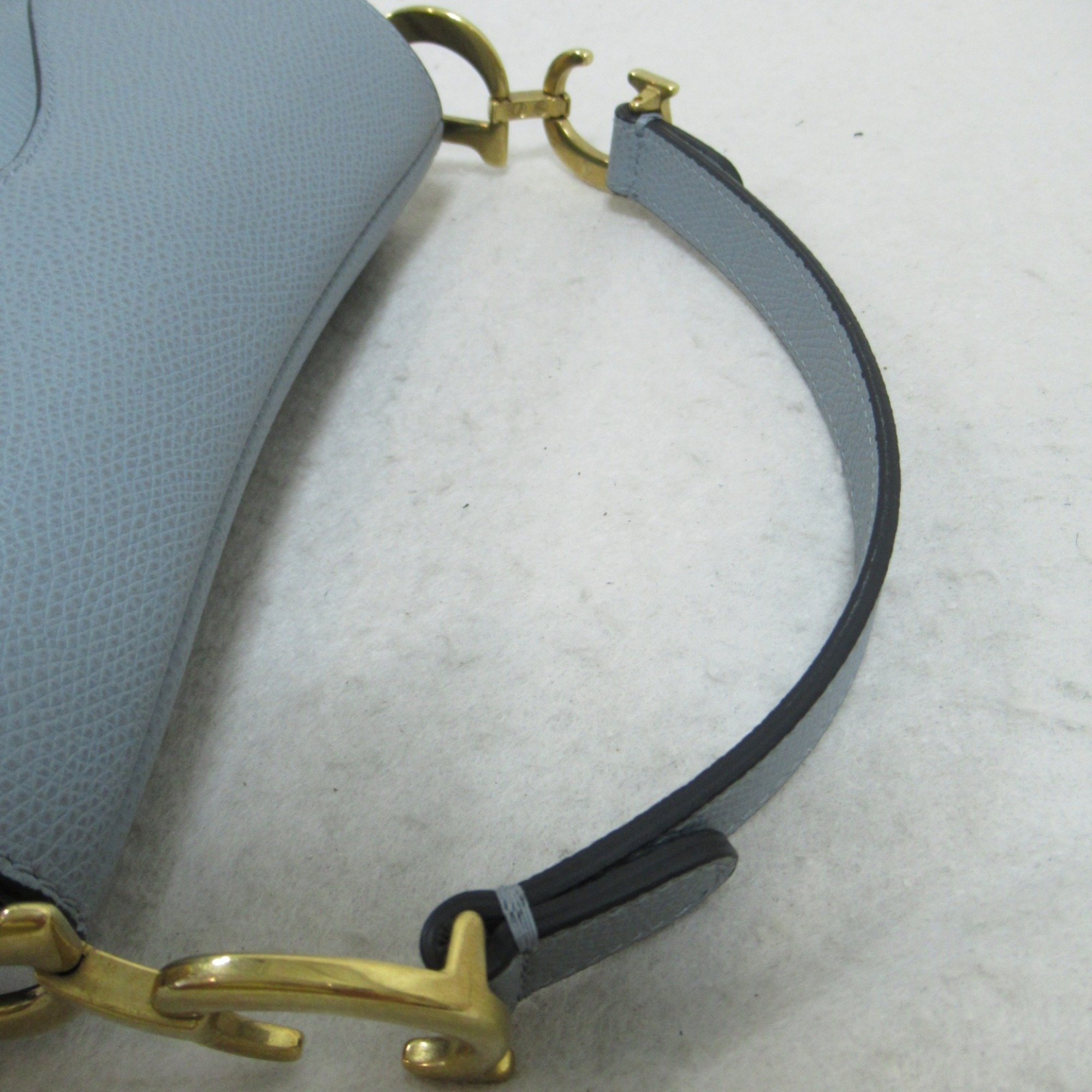 Christian Dior Dior Saddle Bag Shoulder Leather Women's Blue Sky