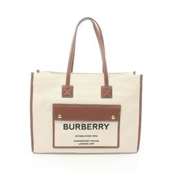 Burberry Tote Bag Canvas Leather Women's Beige Brown