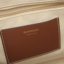 Burberry Tote Bag Canvas Leather Women's Beige Brown