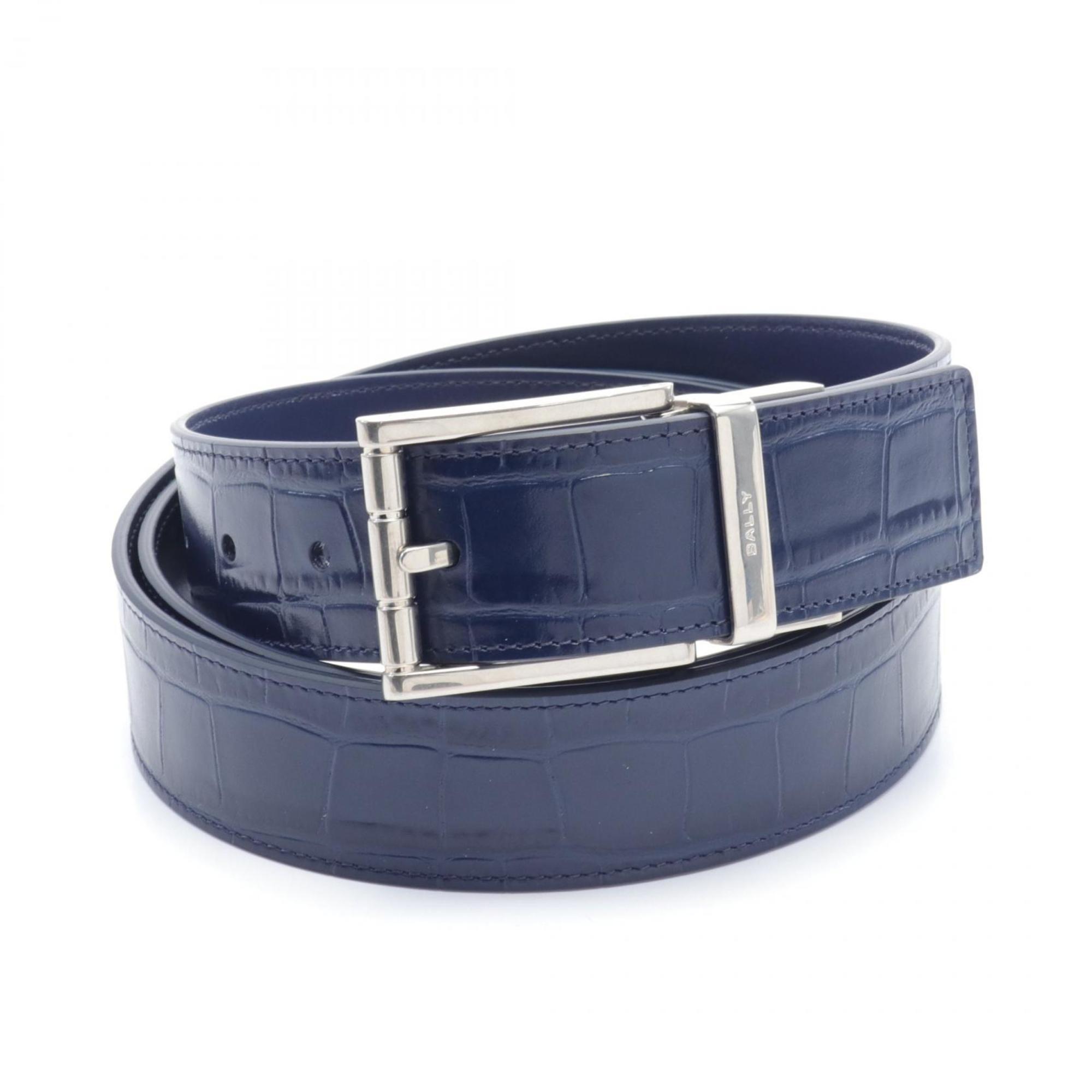 BALLY Belt Leather Men's Navy 6307590