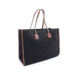 Burberry Freya Tote Bag Canvas Leather Men's Women's Black Brown