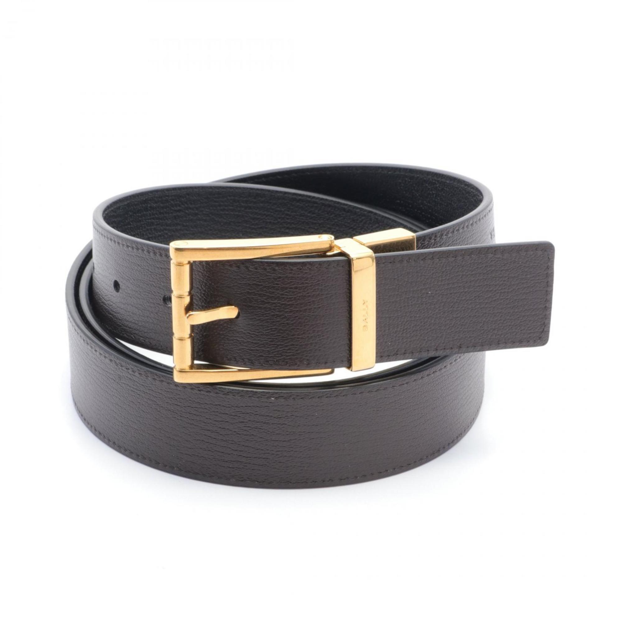 BALLY Belt Leather Women's Black Brown 6307589