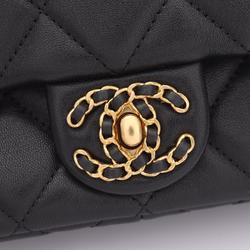 CHANEL Matelasse Shoulder Bag, Lambskin, Women's, Black, AS5004