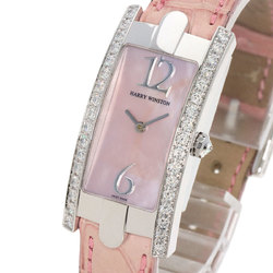 Harry Winston 330LQW Avenue C Watch, 18K White Gold, Leather, Women's, HARRY WINSTON