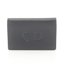 Christian Dior Dior Business Card Holder/Card Case Leather Women's Navy