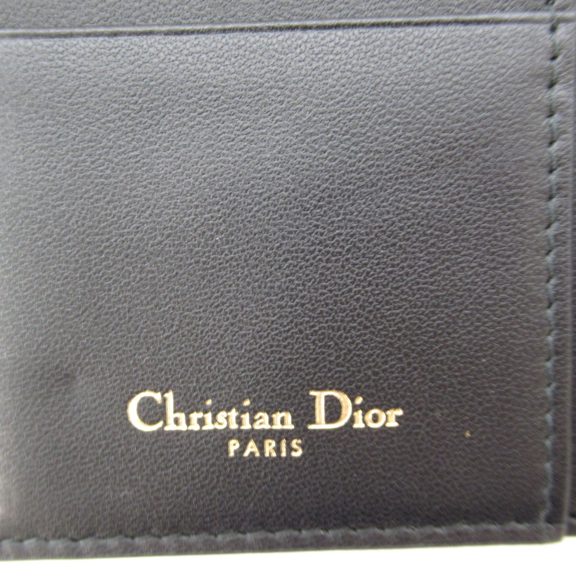 Christian Dior Dior Saddle Wallet Tri-fold Long Leather Women's Black S5680CCEH