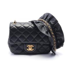 CHANEL Matelasse Shoulder Bag, Lambskin, Women's, Black, 30605511