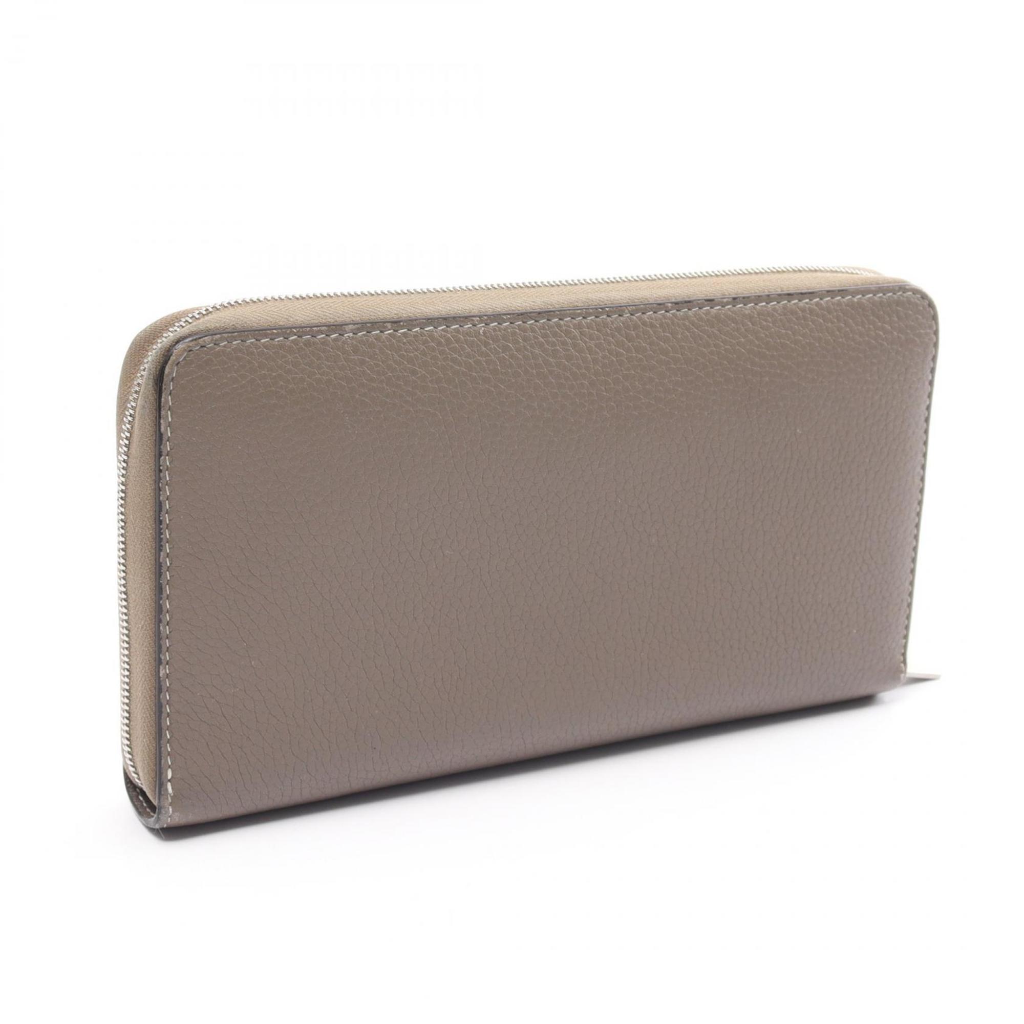 CELINE Round Long Wallet Leather Women's Brown