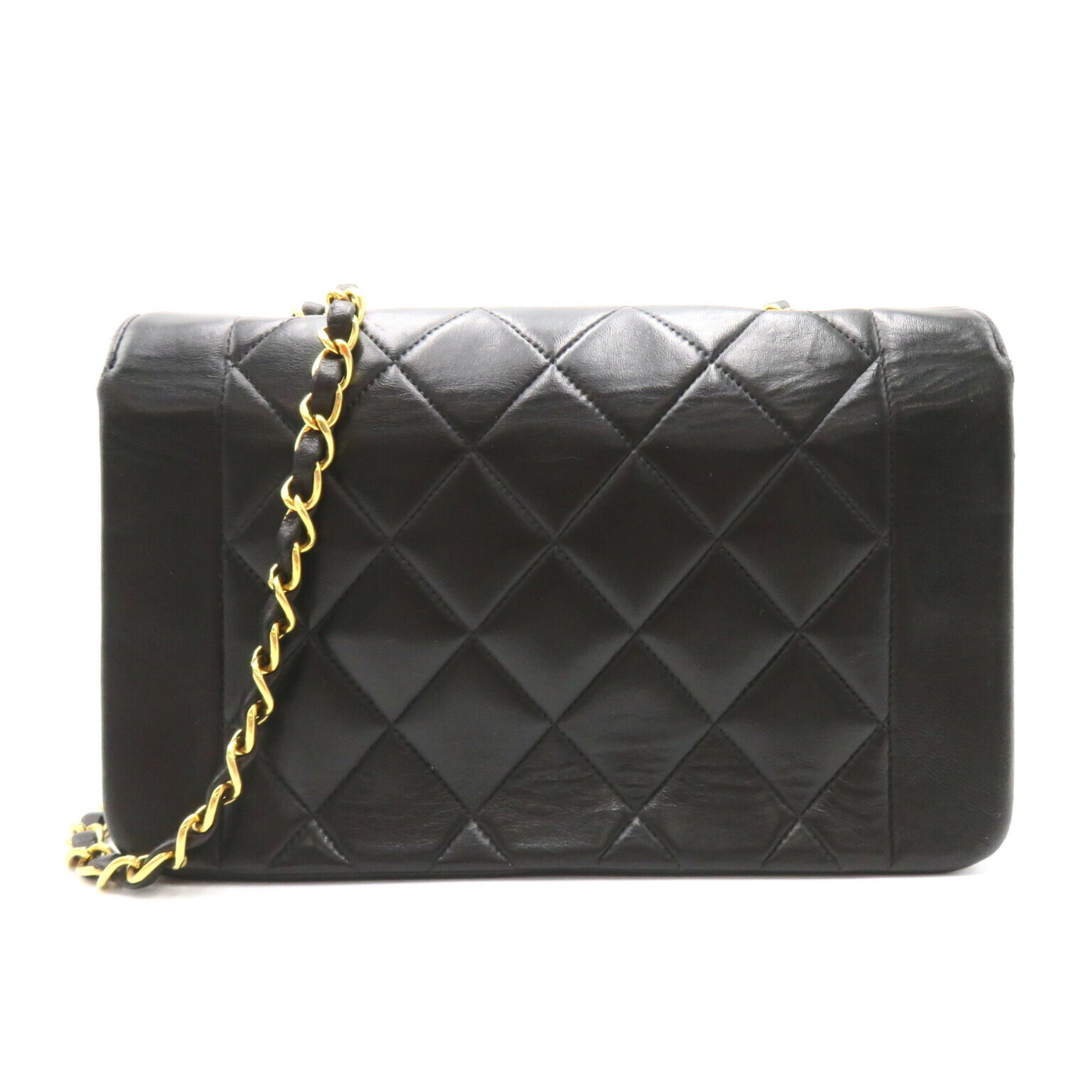 CHANEL Matelasse Diana Chain Shoulder Bag, Lambskin, Women's, Black