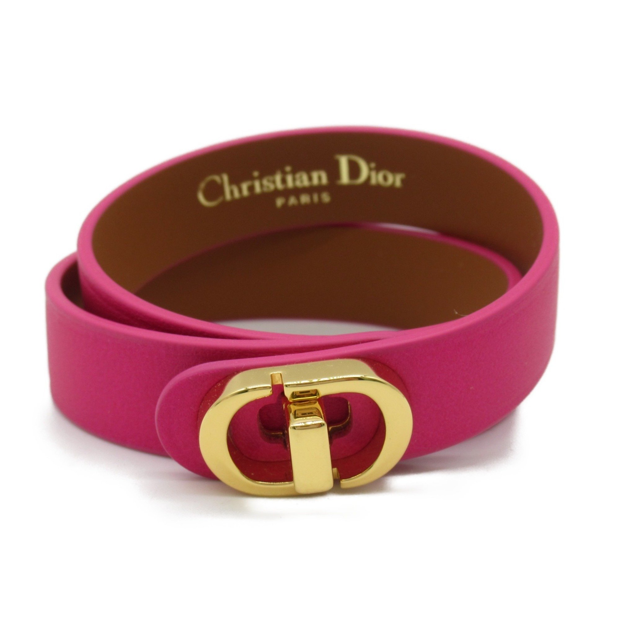 Christian Dior Dior 30 MONTAIGNE Double Bracelet, Calf Leather, Metal, Women's, Pink, B1760WOMCM35PM