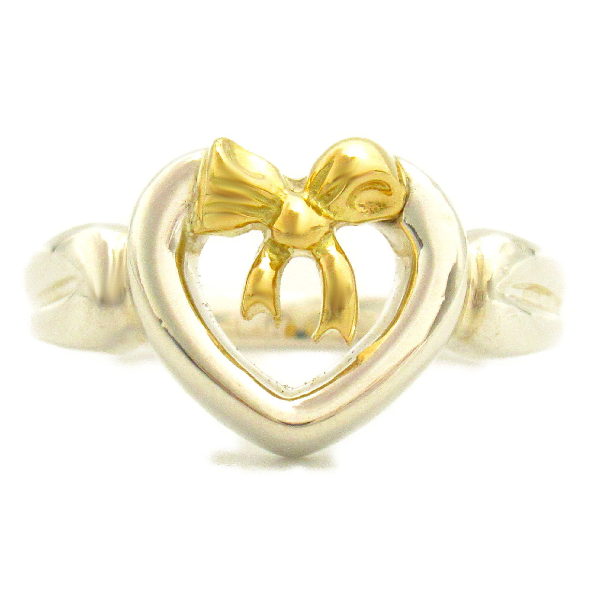 Tiffany & Co. Heart Ribbon Ring, K18 (yellow gold), 925 silver, for women, gold