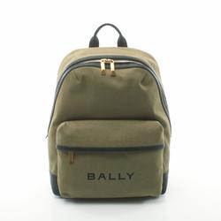 BALLY Bar Rucksack Backpack Bag Canvas Leather Men's Khaki Black 6306641