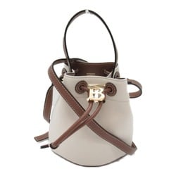 Burberry 2-way shoulder bag, canvas, leather, ladies, white, natural, multi-brown, 8070576A1395